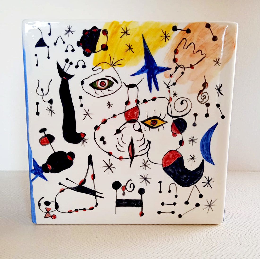 SCULTURA KATIA BRUGNOLO ' OMAGGIO A MIRO' 1 '  dimensioni L 21 x H 21 x P 21 cm.