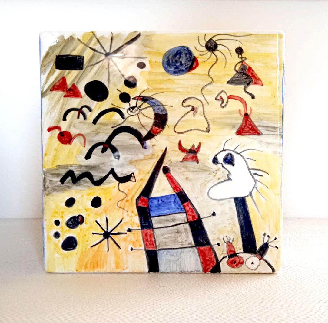 SCULTURA KATIA BRUGNOLO ' OMAGGIO A MIRO' 1 '  dimensioni L 21 x H 21 x P 21 cm.