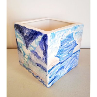 SCULTURA KATIA BRUGNOLO ' OMAGGIO A RENE MAGRITTE ' dimensioni L 21 x H 21 x P 21 cm.