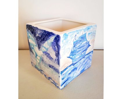 SCULTURA KATIA BRUGNOLO ' OMAGGIO A RENE MAGRITTE ' dimensioni L 21 x H 21 x P 21 cm.