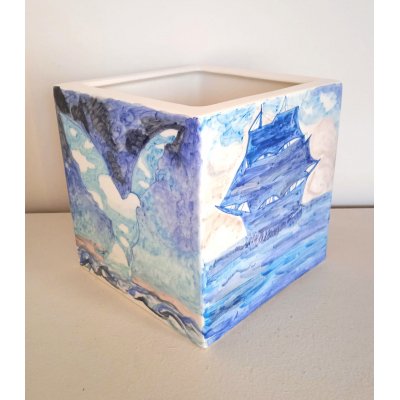 SCULTURA KATIA BRUGNOLO ' OMAGGIO A RENE MAGRITTE ' dimensioni L 21 x H 21 x P 21 cm.