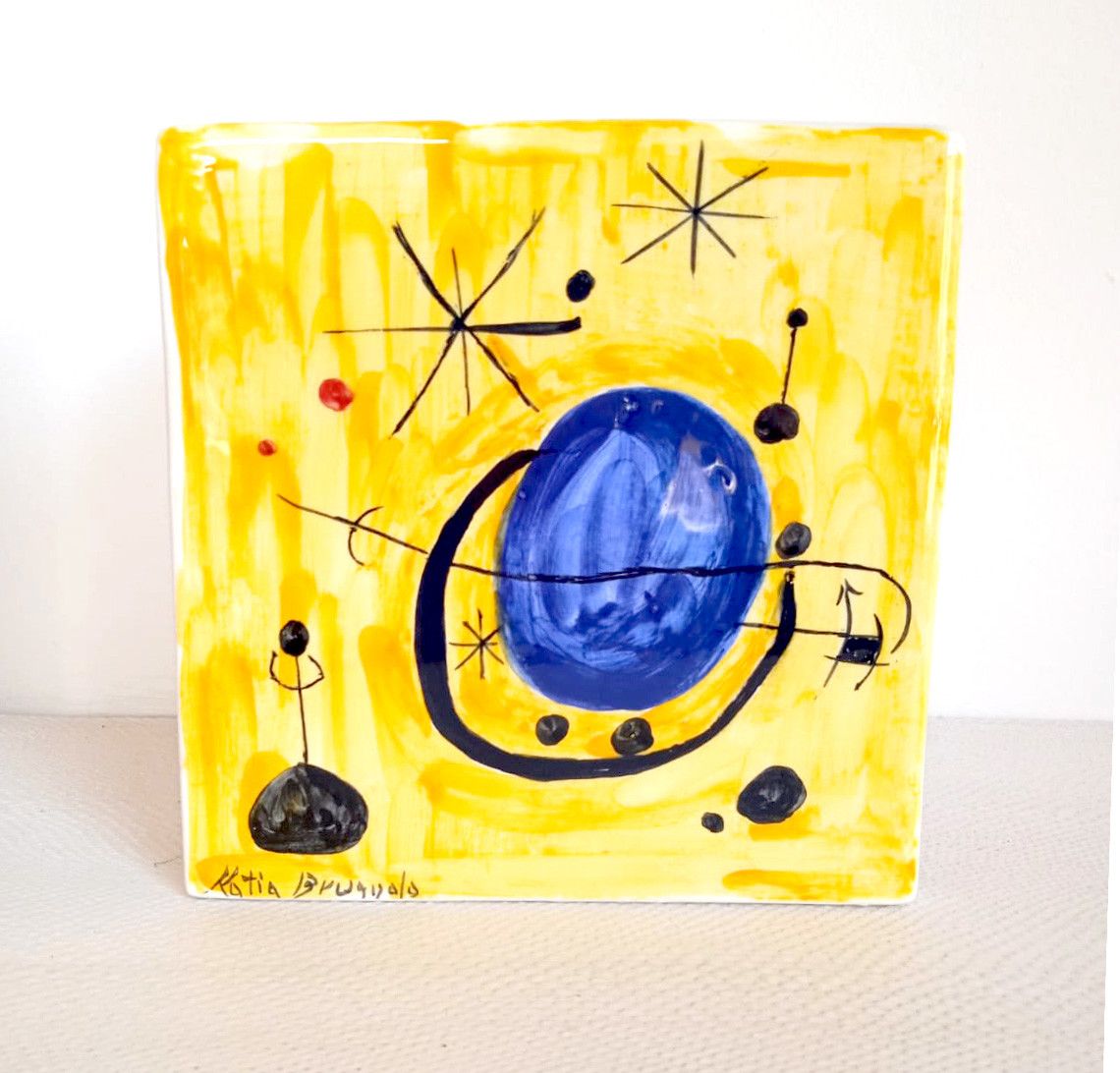 SCULTURA  KATIA BRUGNOLO ' OMAGGIO A MIRO' ' dimensioni L 16 x H 16 x P 16 cm.