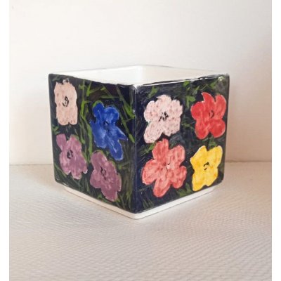 SCULTURA KATIA BRUGNOLO ' FLOWERS DA WARHOL ' dimensioni L 9 x H 9 x P 9 cm.