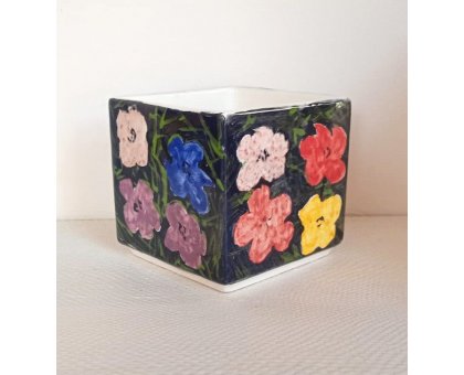 SCULTURA KATIA BRUGNOLO ' FLOWERS DA WARHOL ' dimensioni L 9 x H 9 x P 9 cm.