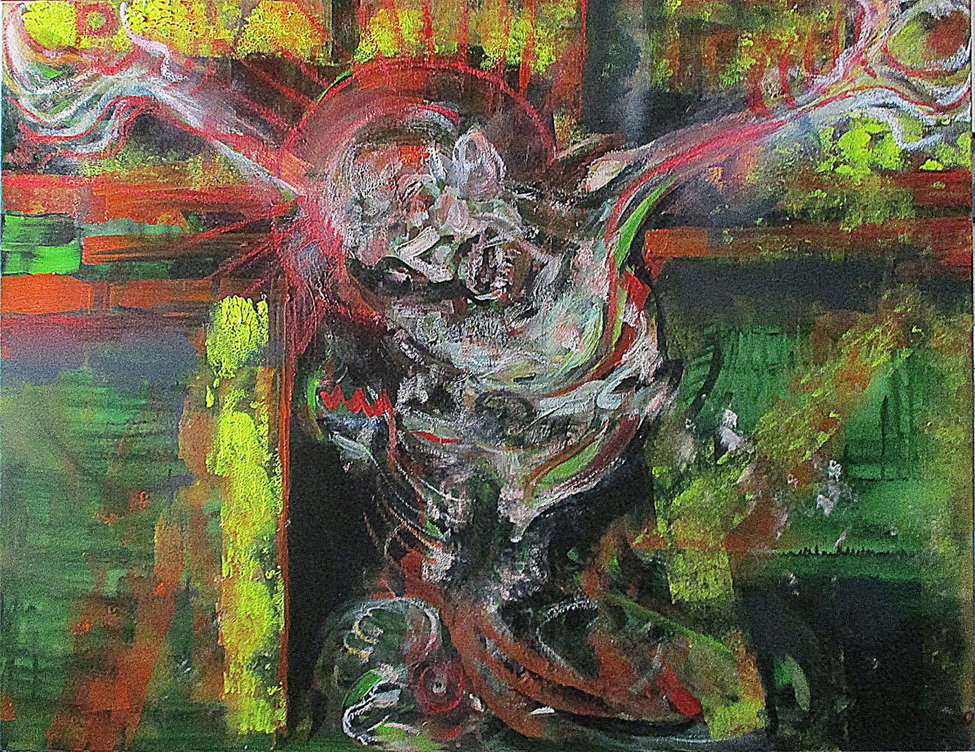 ACRILICO SU TELA  ANGELA MARGHERITA LEOTTA  ' CROCIFISSIONE '  dimensioni  L 90 x H 70 cm.