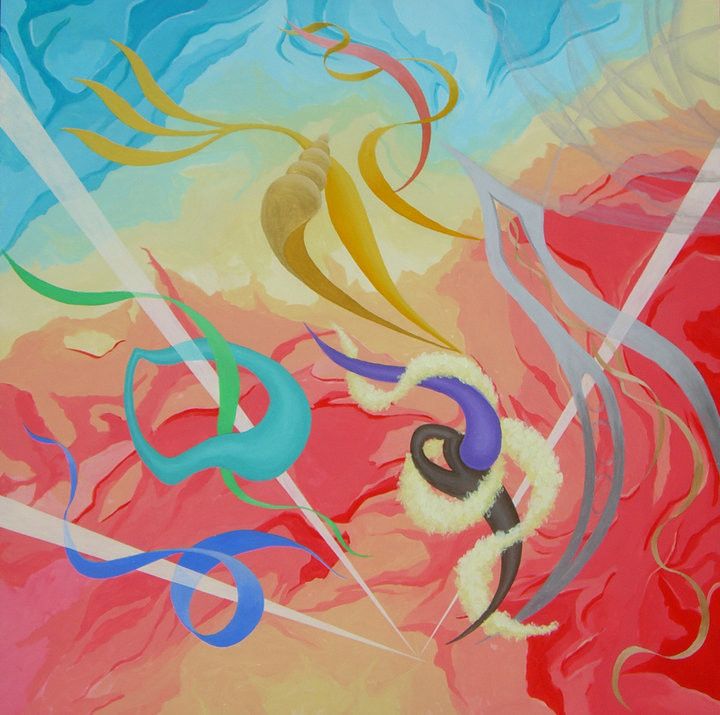 ACRILICO SU TELA  ENIO DI STEFANO ' VAGAZIONI '  dimensioni L 100 x H 100 cm.