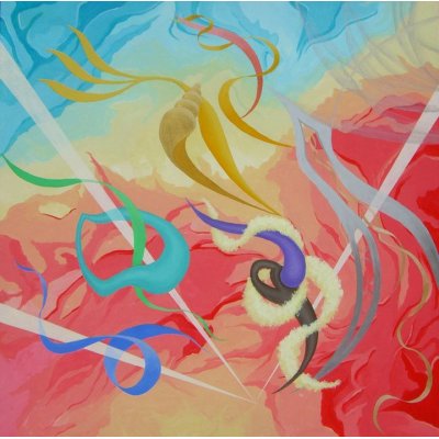 ACRILICO SU TELA ENIO DI STEFANO ' VAGAZIONI ' dimensioni L 100 x H 100 cm.