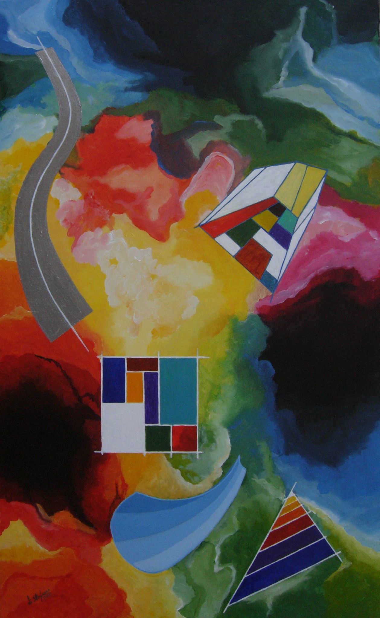 ACRILICO SU TELA  ENIO DI STEFANO ' SPAZIO '  dimensioni L 50 x H 81 cm.