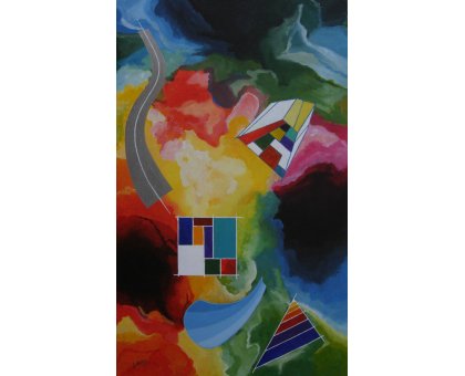 ACRILICO SU TELA ENIO DI STEFANO ' SPAZIO ' dimensioni L 50 x H 81 cm.