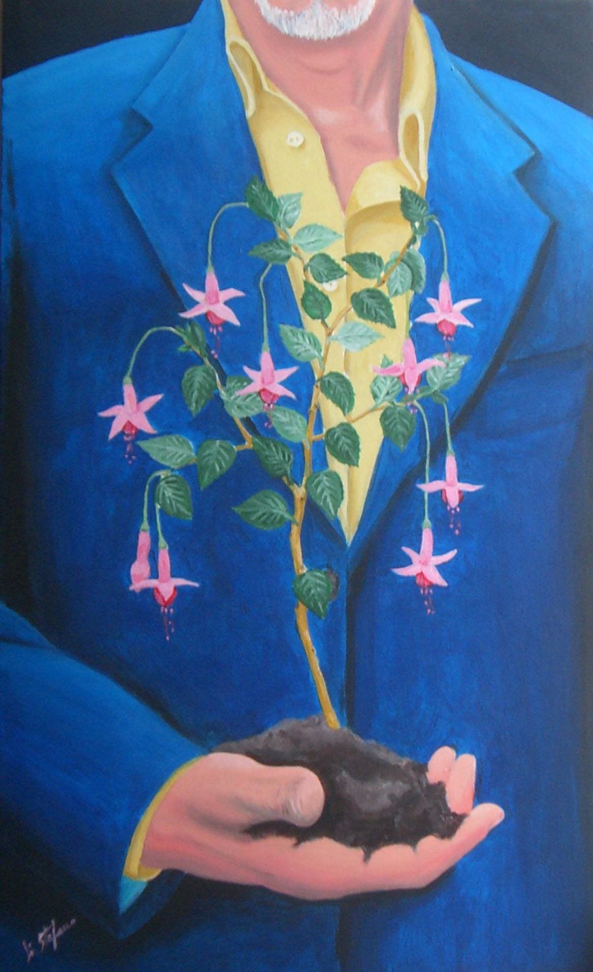 ACRILICO SU TELA  ENIO DI STEFANO ' DEDICATO ' dimensioni L 40 x H 65 cm.
