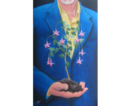 ACRILICO SU TELA ENIO DI STEFANO ' DEDICATO ' dimensioni L 40 x H 65 cm.