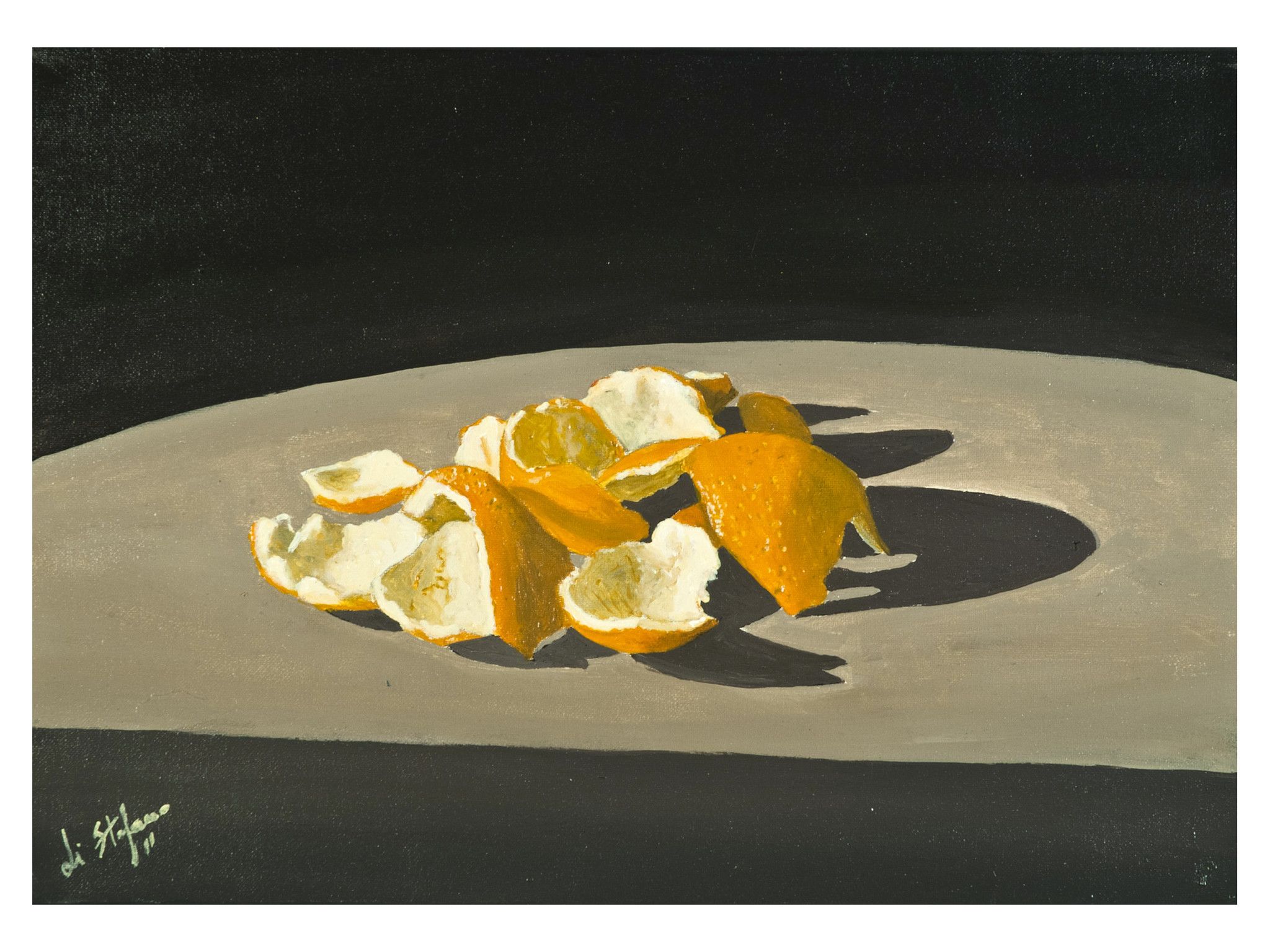 ACRILICO SU TELA  ENIO DI STEFANO ' BUCCE - ARANCE '  dimensioni L 35 x H 25 cm.