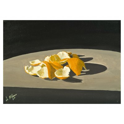 ACRILICO SU TELA ENIO DI STEFANO ' BUCCE - ARANCE ' dimensioni L 35 x H 25 cm.