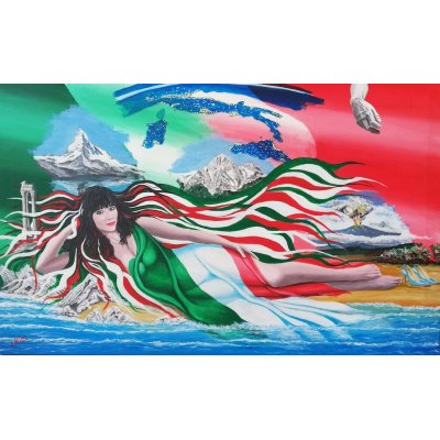 ACRILICO SU TELA ENIO DI STEFANO ' ITALIA ' dimensioni L 100 x H 60 cm.