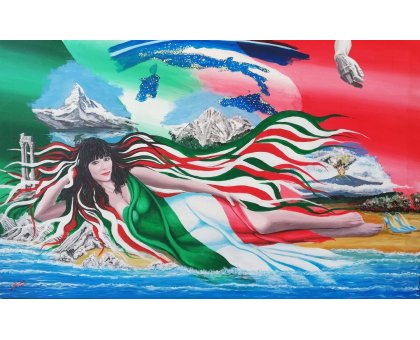 ACRILICO SU TELA ENIO DI STEFANO ' ITALIA ' dimensioni L 100 x H 60 cm.
