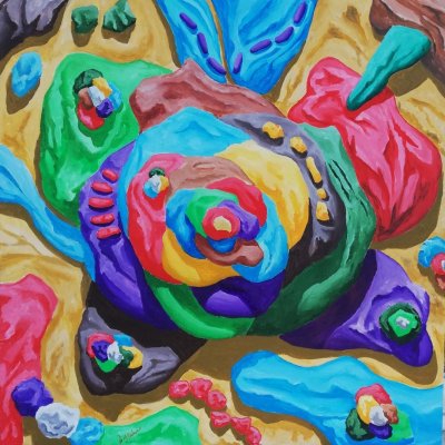 ACRILICO SU TELA ENIO DI STEFANO ' CUMULO ' dimensioni L 60 x H 60 cm.