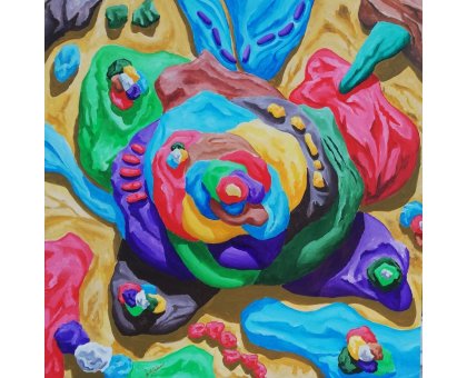 ACRILICO SU TELA ENIO DI STEFANO ' CUMULO ' dimensioni L 60 x H 60 cm.