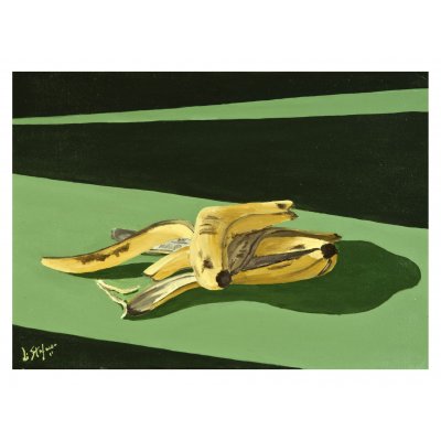ACRILICO SU TELA ENIO DI STEFANO ' BUCCE - BANANE ' dimensioni L 35 x H 25 cm.