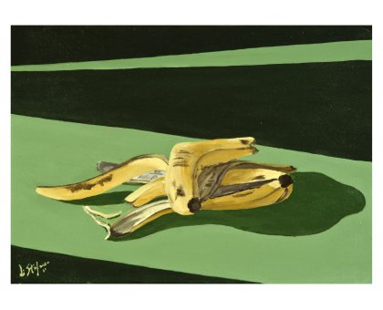 ACRILICO SU TELA ENIO DI STEFANO ' BUCCE - BANANE ' dimensioni L 35 x H 25 cm.