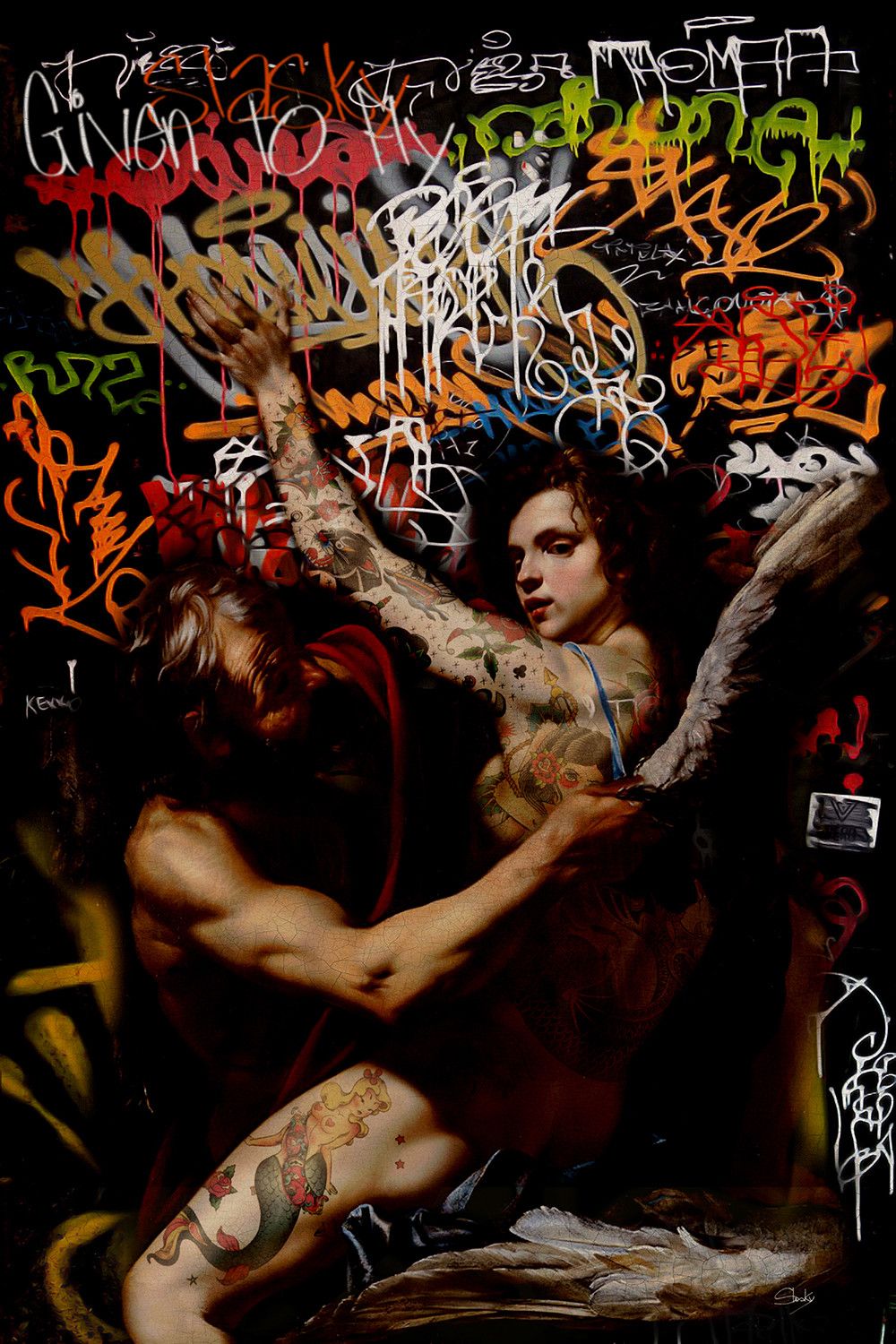 FOTOGRAFIA DIGITALE SU TELA - ARTISTA SLASKY - TITOLO "GIVEN TO FLY" cm. L 70 x H 110