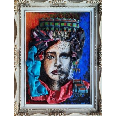 MIXED MEDIA VINCENZO PRESENTI ' AMORE PER SEMPRE ( LA LEGGENDA DEL MORO) dimensioni L 50 x H 70 cm.