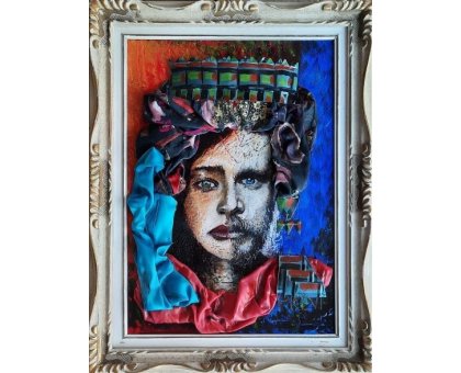 MIXED MEDIA VINCENZO PRESENTI ' AMORE PER SEMPRE ( LA LEGGENDA DEL MORO) size L 50 x H 70 cm.