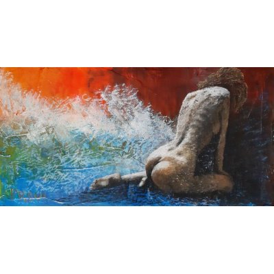 MIXED MEDIA VINCENZO PRESENTI ' L ' ONDA ' dimensioni L 32 x H 64 cm.