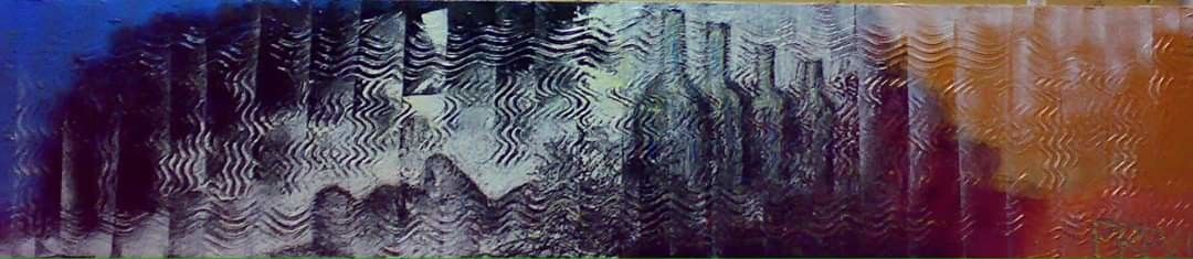 MIXED MEDIA VINCENZO PRESENTI ' PENSIERI STRANI '   dimensioni L 160 x H 35 cm.