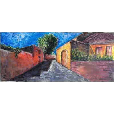 MIXED MEDIA VINCENZO PRESENTI ' IL BORGO DI OGNINA ' dimensioni L 130 x H 60 cm.