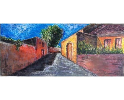 MIXED MEDIA VINCENZO PRESENTI ' IL BORGO DI OGNINA ' dimensioni L 130 x H 60 cm.