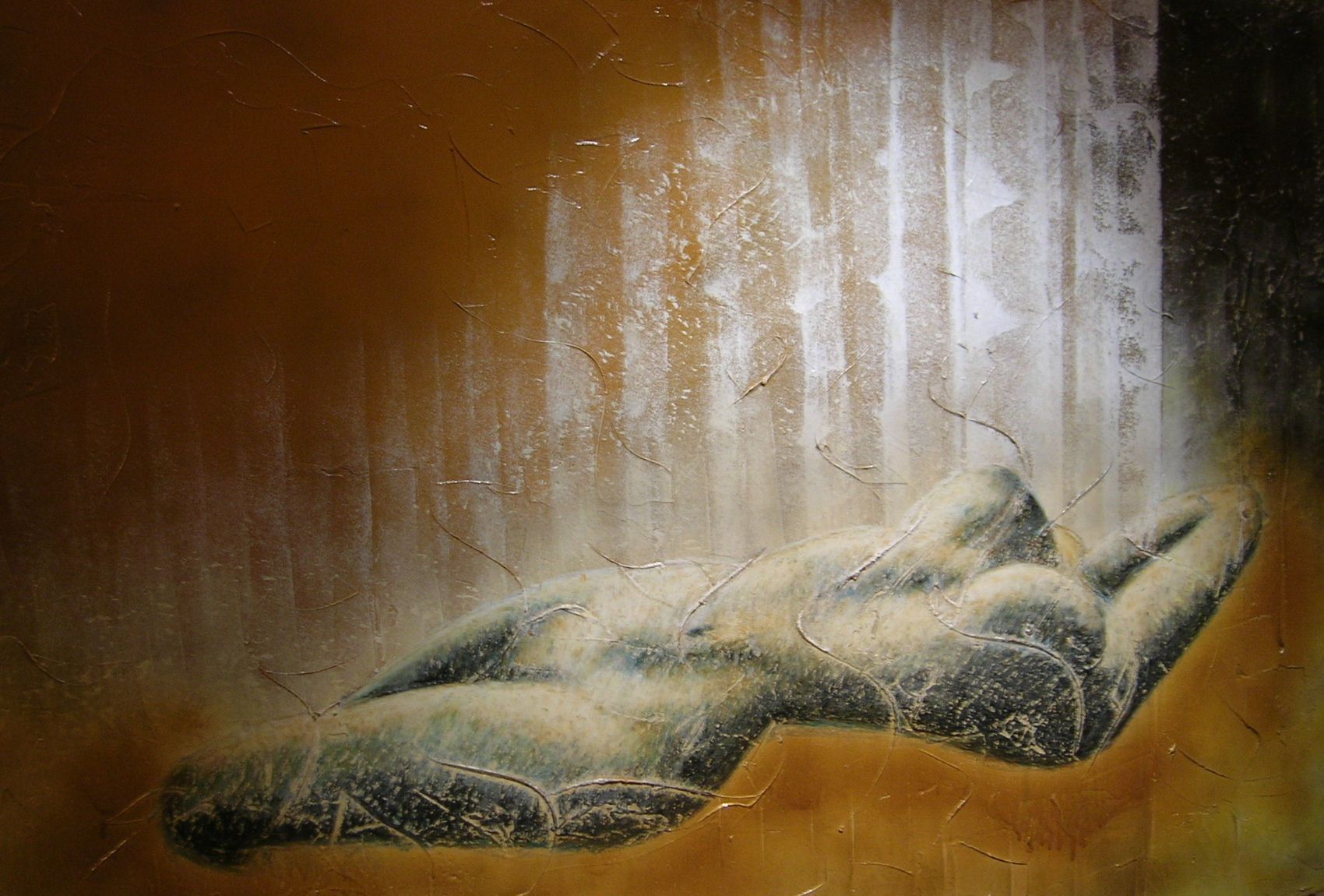 MIXED MEDIA  VINCENZO PRESENTI ' LA DONNA E L ' UOMO ( OMAGGIO A RODIN )  Diptych -  size L 260 x H 80 cm.