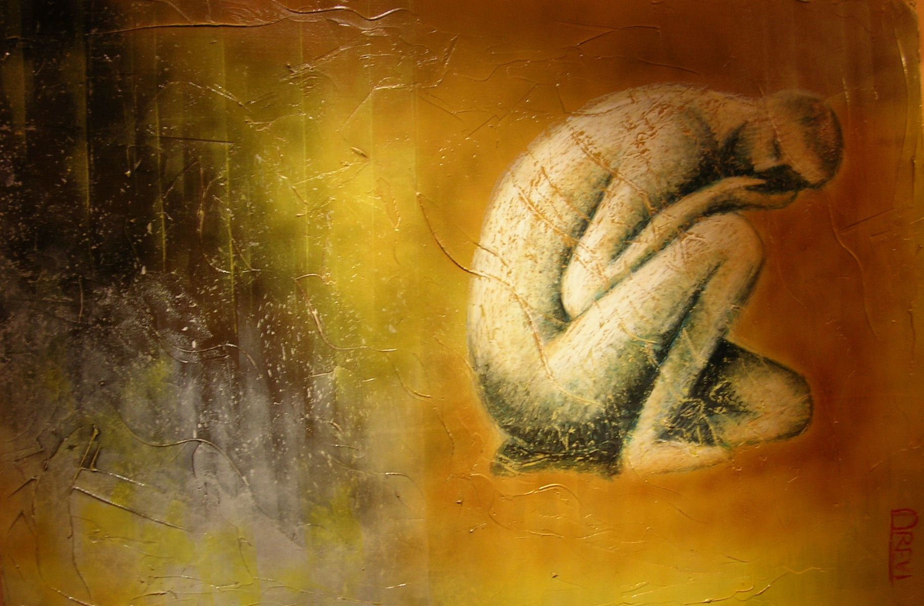 MIXED MEDIA  VINCENZO PRESENTI ' LA DONNA E L ' UOMO ( OMAGGIO A RODIN )  Diptych -  size L 260 x H 80 cm.