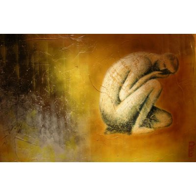 MIXED MEDIA VINCENZO PRESENTI ' LA DONNA E L ' UOMO ( OMAGGIO A RODIN ) Dittico - dimensioni L 260 x H 80 cm.