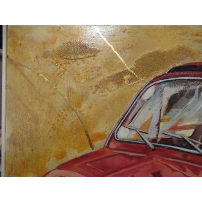 MIXED MEDIA SU TELA MARA ISOLANI ' FIAT 500 ' dimensioni L 100 x H 80 cm.