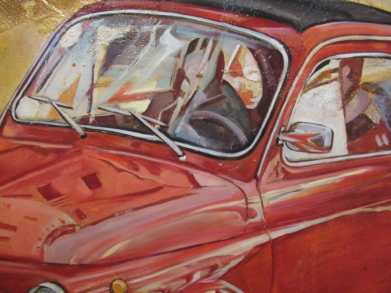 MIXED MEDIA SU TELA  MARA ISOLANI ' FIAT 500 '  dimensioni L 100 x  H 80 cm.