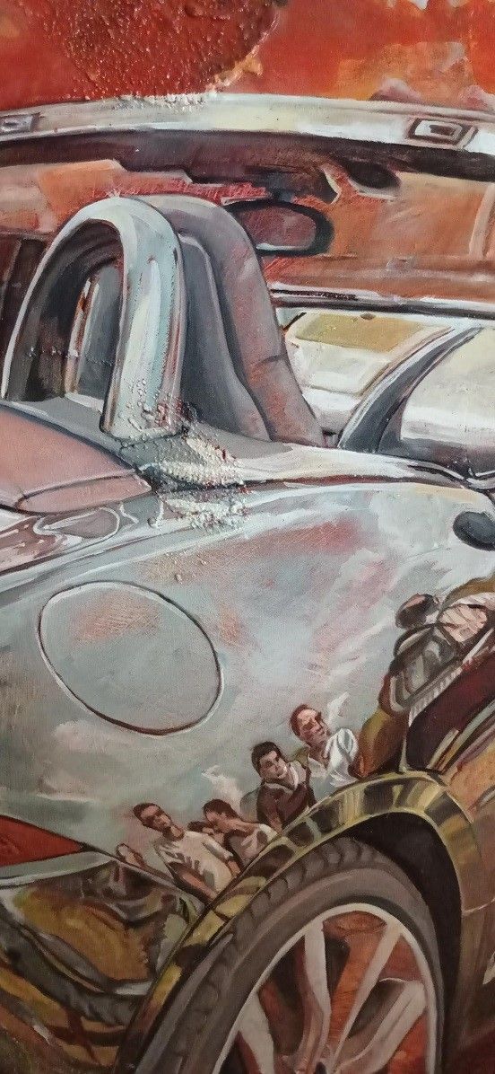MIXED MEDIA SU TELA  MARA ISOLANI ' RIFLESSI SU JAGUAR '  dimensioni L 80 x H 80 cm.