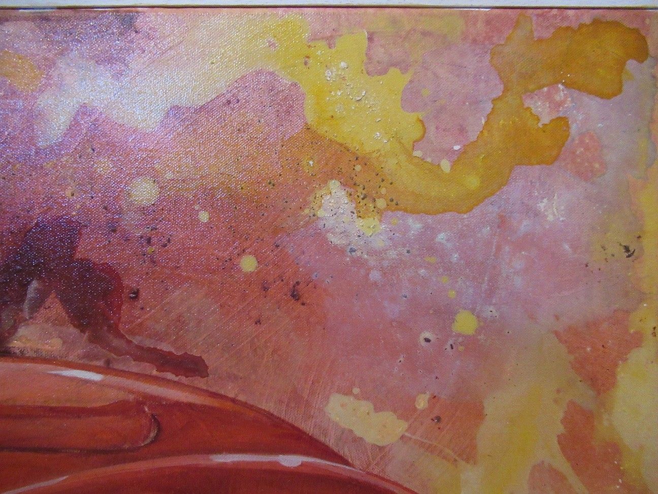 MIXED MEDIA SU TELA  MARA ISOLANI ' RIFLESSI SU UNA BUGATTI '  dimensioni L 120 x H 50 cm.