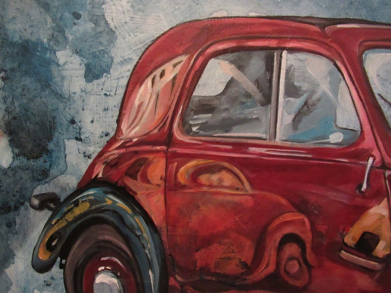 MIXED MEDIA ON CANVAS  MARA ISOLANI ' RIFLESSI SU TOPOLINO AMARANTO '  size  L 80 x H 60 cm.