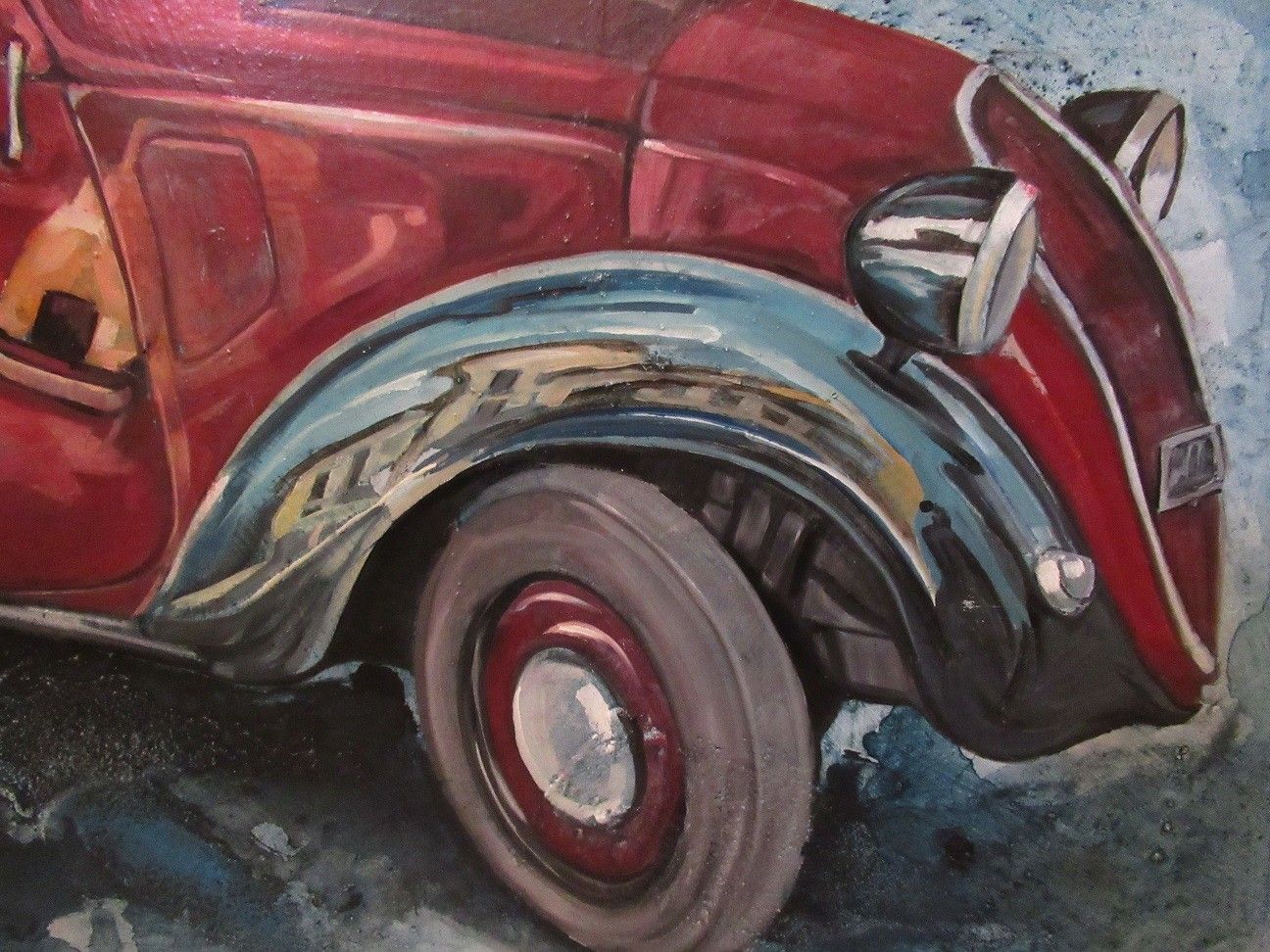 MIXED MEDIA ON CANVAS  MARA ISOLANI ' RIFLESSI SU TOPOLINO AMARANTO '  size  L 80 x H 60 cm.