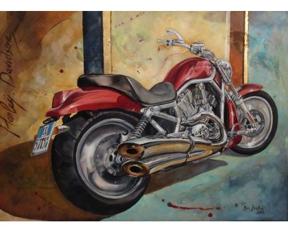 MIXED MEDIA SU TELA MARA ISOLANI ' HARLEY ' dimensioni L 80 x H 60 cm.