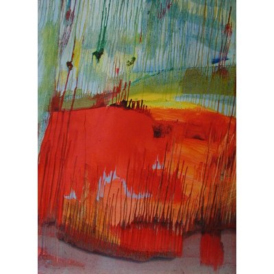 OLIO SU TELA NUNZIO DI FABIO ' L ' ISOLA ROSSA ' dimensioni L 70 x H 100 cm.