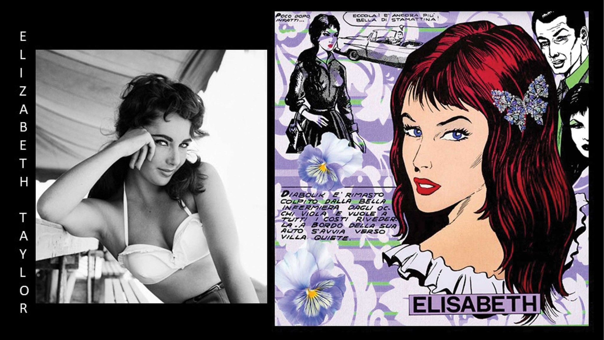 MIXED MEDIA SU TELA  CRISTINA STIFANIC ' ELIZABETH TAYLOR '  dimensioni L 100 x H 100 cm.