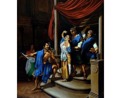OLIO SU TELA STEFANO D'ACUNTO ' L ' EURO SCACCIA LA LIRA ' dimensioni L 145 x H 165 cm.
