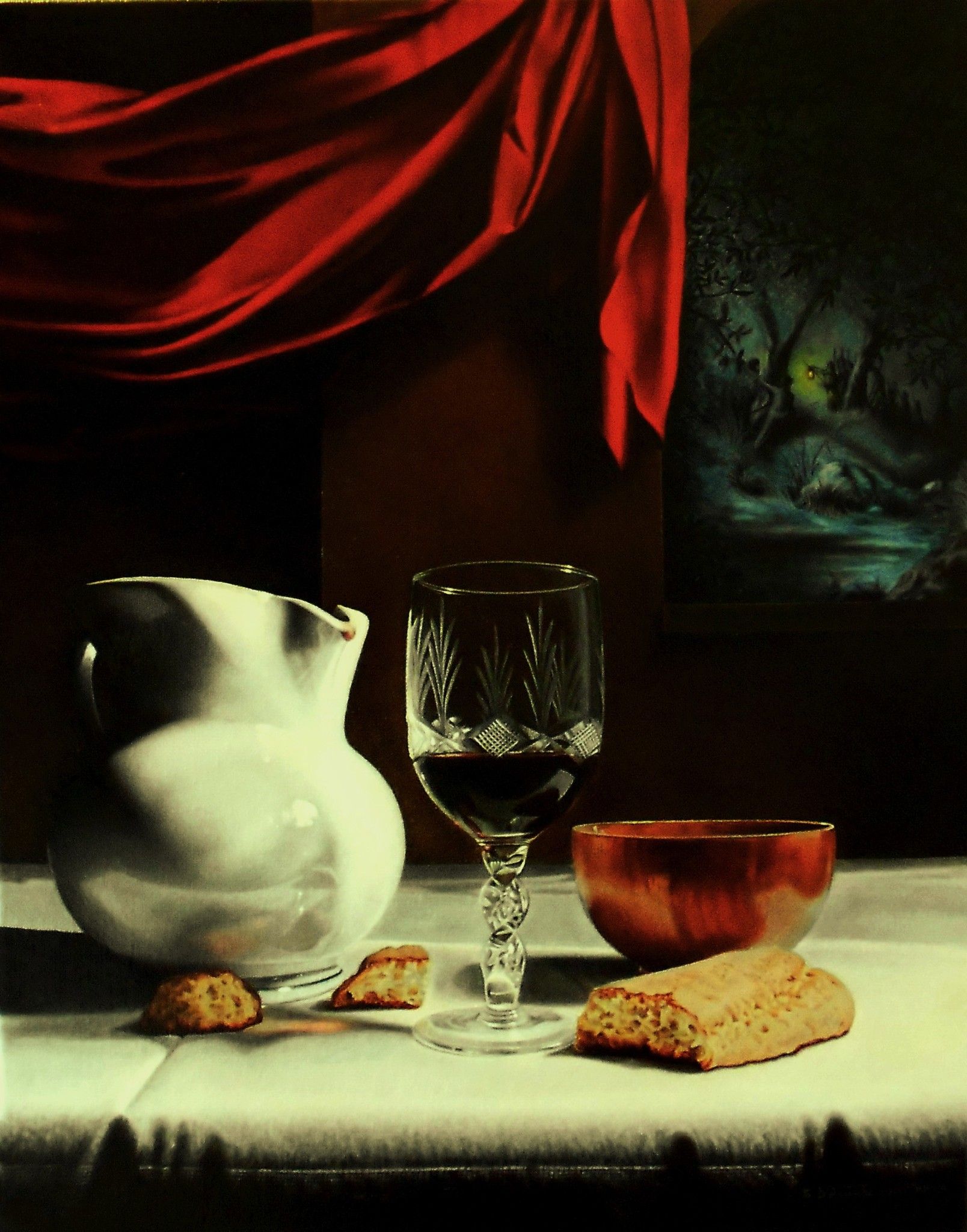 OLIO SU TELA  STEFANO D'ACUNTO ' PRIMA DELLA PASSIONE '  dimensioni L 40 x H 50 cm.