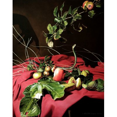 OLIO SU TELA STEFANO D'ACUNTO ' SUPERBIA ET LUXURIA ' dimensioni L 40 x H 50 cm.