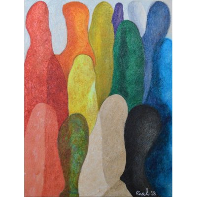 MIXED MEDIA RICCARDO VELLUTO ' LE MIE ANIME ' dimensioni L 60 x H 80 cm.