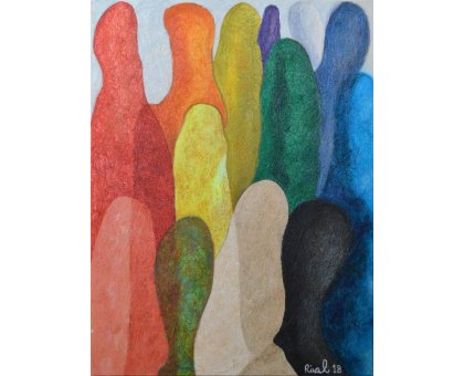 MIXED MEDIA RICCARDO VELLUTO ' LE MIE ANIME ' dimensioni L 60 x H 80 cm.