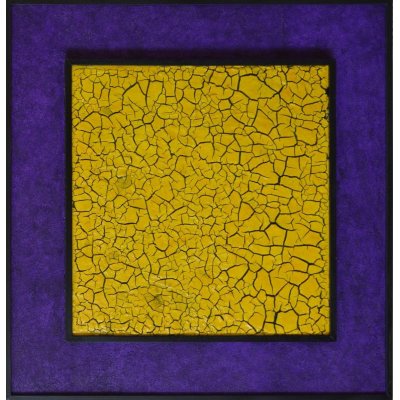 MIXED MEDIA RICCARDO VELLUTO ' CREPE NERE SU FONDO VIOLA ' dimensioni L 67 x H 68 cm.