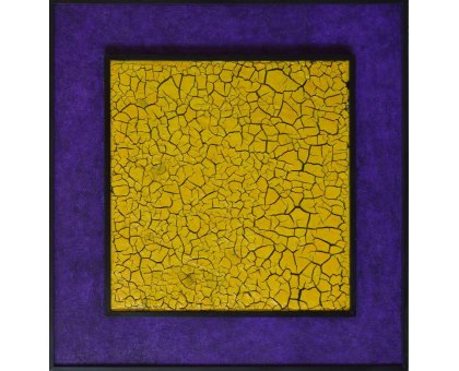 MIXED MEDIA RICCARDO VELLUTO ' CREPE NERE SU FONDO VIOLA ' dimensioni L 67 x H 68 cm.