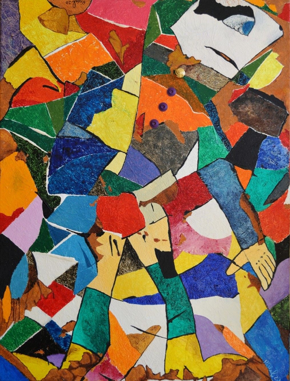 MIXED MEDIA  RICCARDO VELLUTO ' GUERRIERO CON 6 DITA '  dimensioni L 60 x H 80 cm.